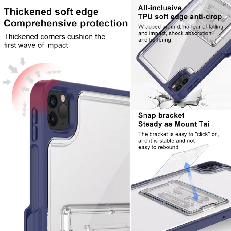 For iPad Pro 11 2022 / 2021 / 2020 / 2018 Mutural Transparent Holder Tablet Case(Navy Blue) - free shipping - PMc TechLife - Order now!