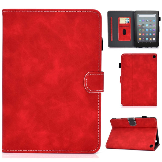 For Amazon Kindle Fire 7 2022 Cowhide Texture Smart Leather Tablet Case(Red) - Amazon by PMC Jewellery | Online Shopping South Africa | PMC Jewellery | Buy Now Pay Later Mobicred