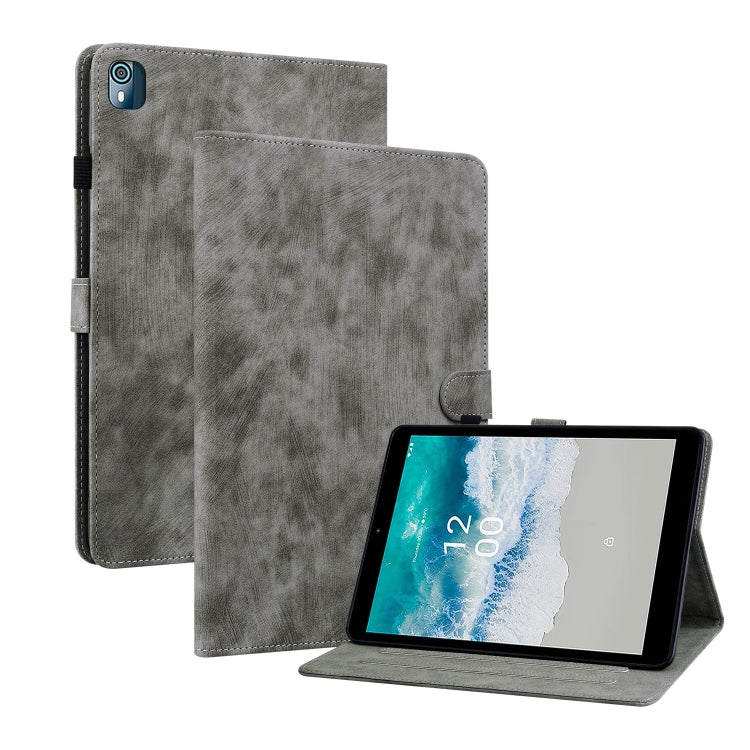 For Nokia T10 Tiger Pattern PU Tablet Case(Grey) - Nokia by PMC TechLife | Online Shopping South Africa | PMC TechLife | Buy Now Pay Later Mobicred