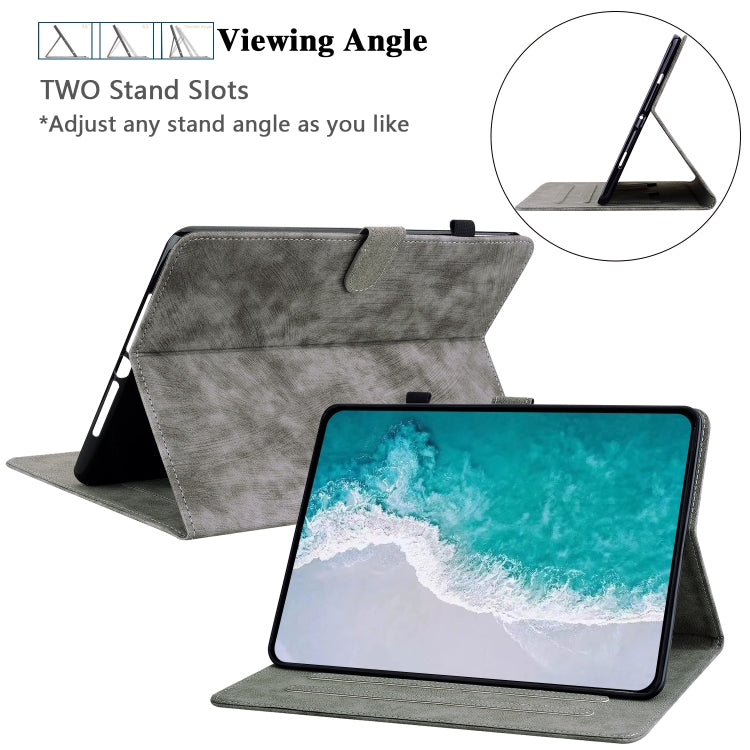 For Nokia T10 Tiger Pattern PU Tablet Case(Grey) - Nokia by PMC TechLife | Online Shopping South Africa | PMC TechLife | Buy Now Pay Later Mobicred