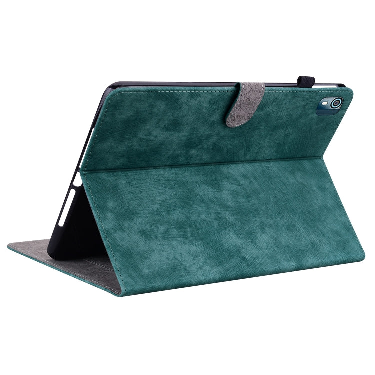 For Nokia T10 Tiger Pattern PU Tablet Case(Dark Green) - Nokia by PMC TechLife | Online Shopping South Africa | PMC TechLife | Buy Now Pay Later Mobicred