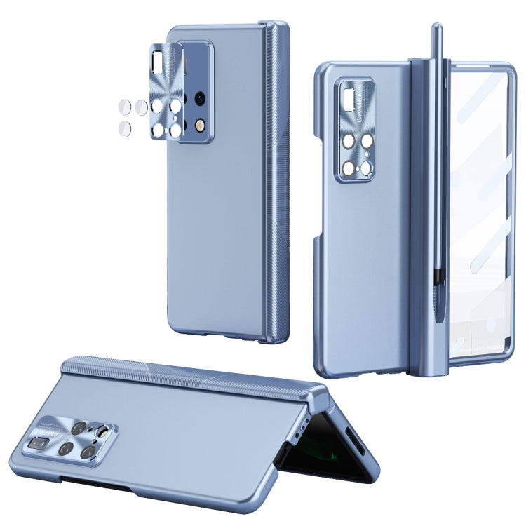 For Huawei Mate X2 Electroplating Hinged Folding Phone Case with S Pen Fold Edtion(Blue) - Huawei Cases by PMC TechLife | Online Shopping South Africa | PMC TechLife | Buy Now Pay Later Mobicred