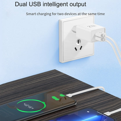 TOTU Joe Series Dual USB Ports Travel Charger, Plug Type:EU Plug(White) - USB Charger by TOTUDESIGN | Online Shopping South Africa | PMC Jewellery | Buy Now Pay Later Mobicred