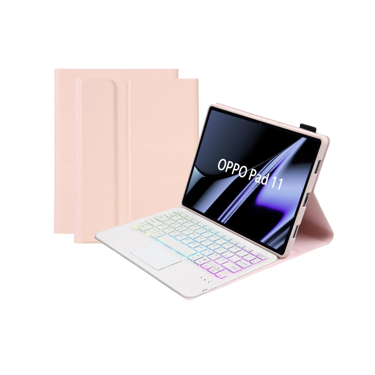 OP11-AS Lambskin Texture Ultra-thin Bluetooth Keyboard Leather Case with Touchpad & Backlight For OPPO Pad 11 inch(Pink) - Others Keyboard by PMC TechLife | Online Shopping South Africa | PMC TechLife