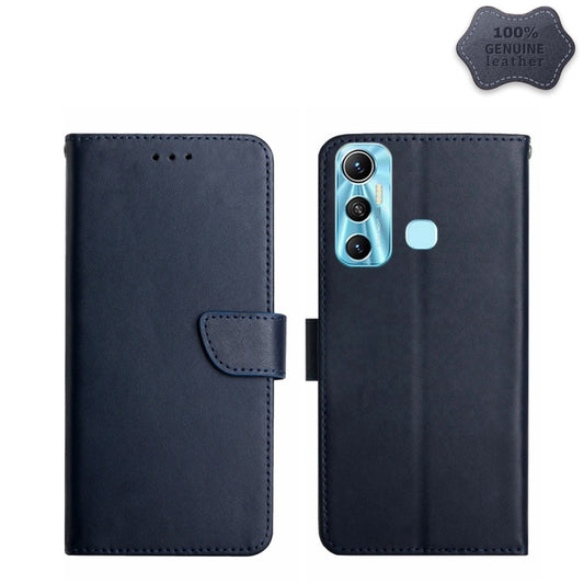 For Infinix Hot 11 Genuine Leather Fingerprint-proof Horizontal Flip Phone Case(Blue) - Infinix Cases by PMC Jewellery | Online Shopping South Africa | PMC Jewellery | Buy Now Pay Later Mobicred