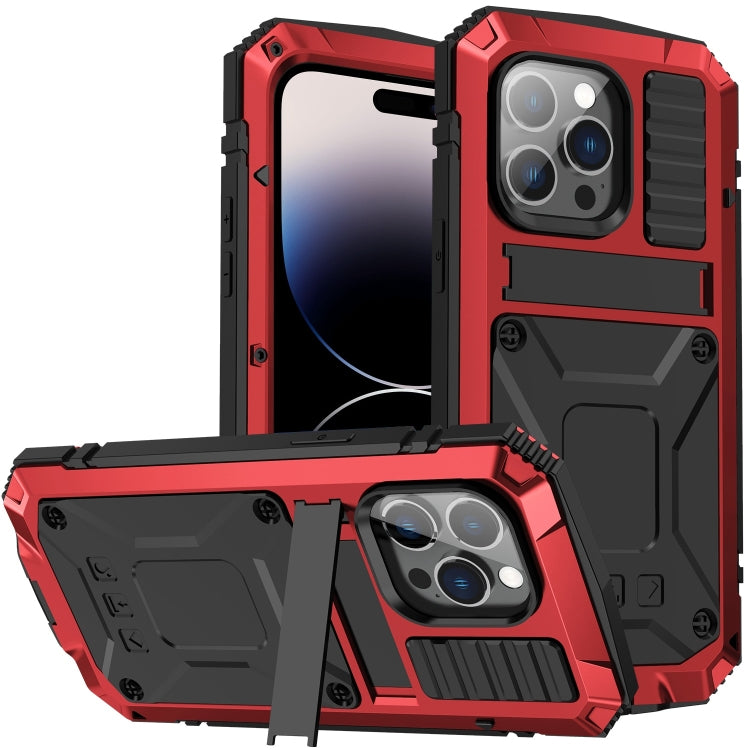 For iPhone 14 Pro R-JUST Shockproof Waterproof Dust-proof Case with Holder(Red) - free shipping - PMC TechLife - Order now!