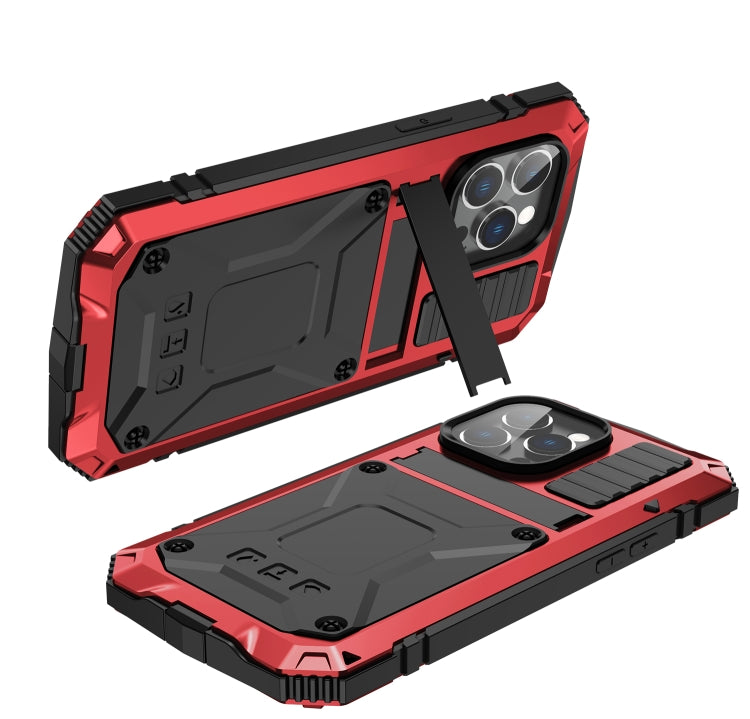 For iPhone 14 Pro R-JUST Shockproof Waterproof Dust-proof Case with Holder(Red) - free shipping - PMC TechLife - Order now!
