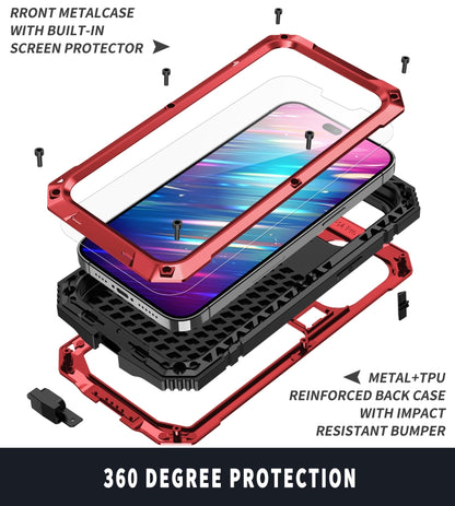 For iPhone 14 Pro Max R-JUST Shockproof Waterproof Dust-proof Case with Holder (Red) - iPhone 14 Pro Max Cases by R-JUST | Online Shopping South Africa | PMC Jewellery