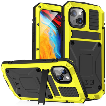 For iPhone 14 Plus R-JUST Shockproof Waterproof Dust-proof Case with Holder (Yellow) - iPhone 14 Plus Cases by R-JUST | Online Shopping South Africa | PMC Jewellery