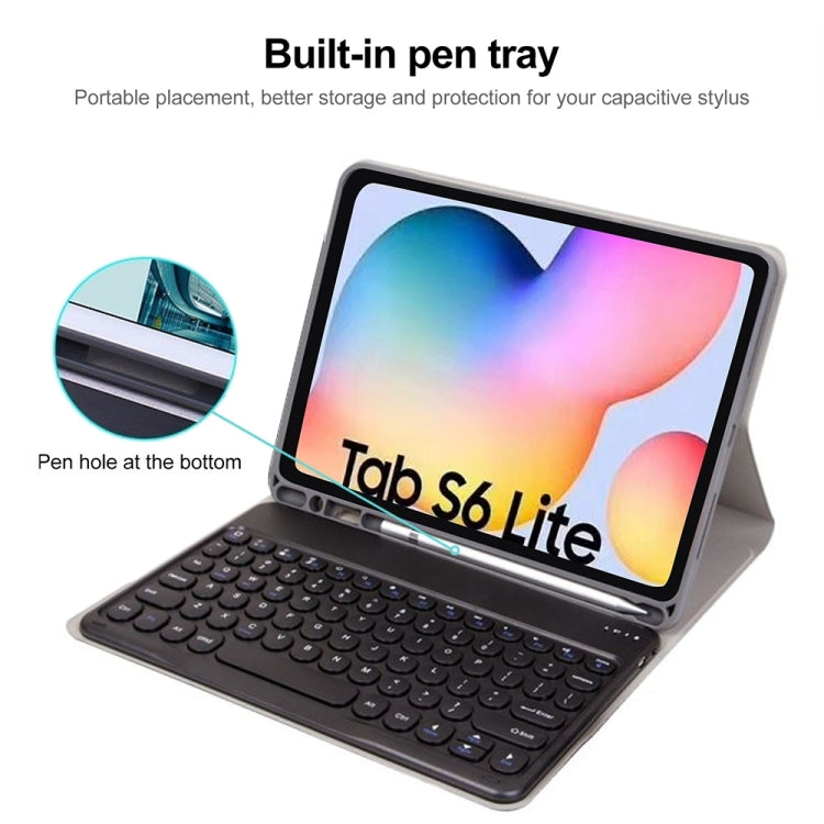 Round Cap Bluetooth Keyboard Leather Case with Pen Slot, without Touchpad For Samsung Galaxy Tab S7(Gold+White Keyboard) - Samsung Keyboard by PMC TechLife | Online Shopping South Africa | PMC TechLife