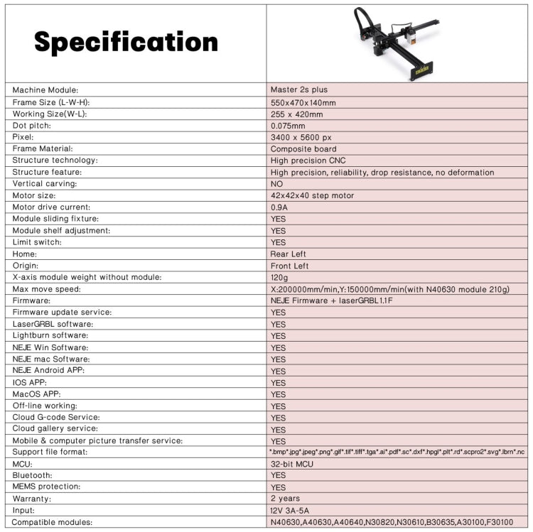 NEJE MASTER 3 Plus Laser Engraver with N40630 Laser Module(US Plug) - free shipping - PMC Jewellery - Order now!