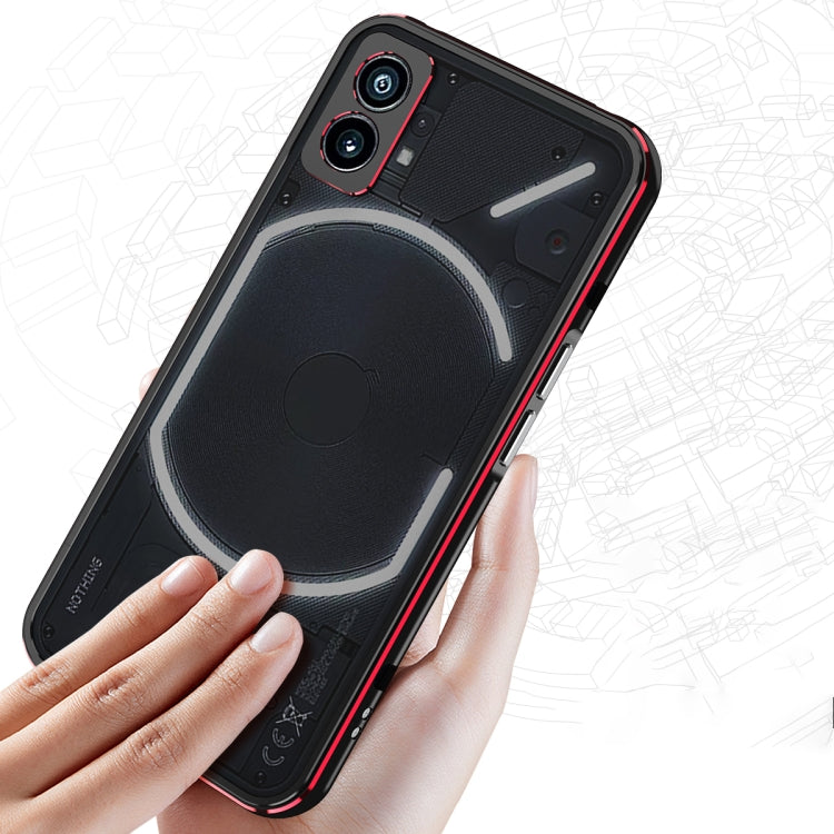For Nothing Phone 1 Aurora Series Lens Protector + Metal Frame Protective Phone Case(Black Red) - More Brand by PMC TechLife | Online Shopping South Africa | PMC TechLife | Buy Now Pay Later Mobicred