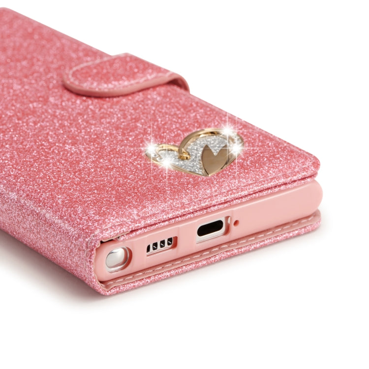 For Samsung Galaxy S22 5G Glitter Powder Love Leather Phone Case(Rose Red) - Galaxy S22 5G Cases by PMC Jewellery | Online Shopping South Africa | PMC Jewellery