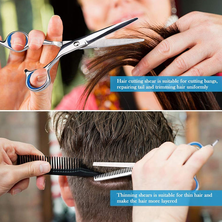 7pcs / Set Professional Hair Cutting Thinning Scissor Hairdressing Flat Shear Scissors Kit(Blue) - free shipping - PMC TechLife - Order now!
