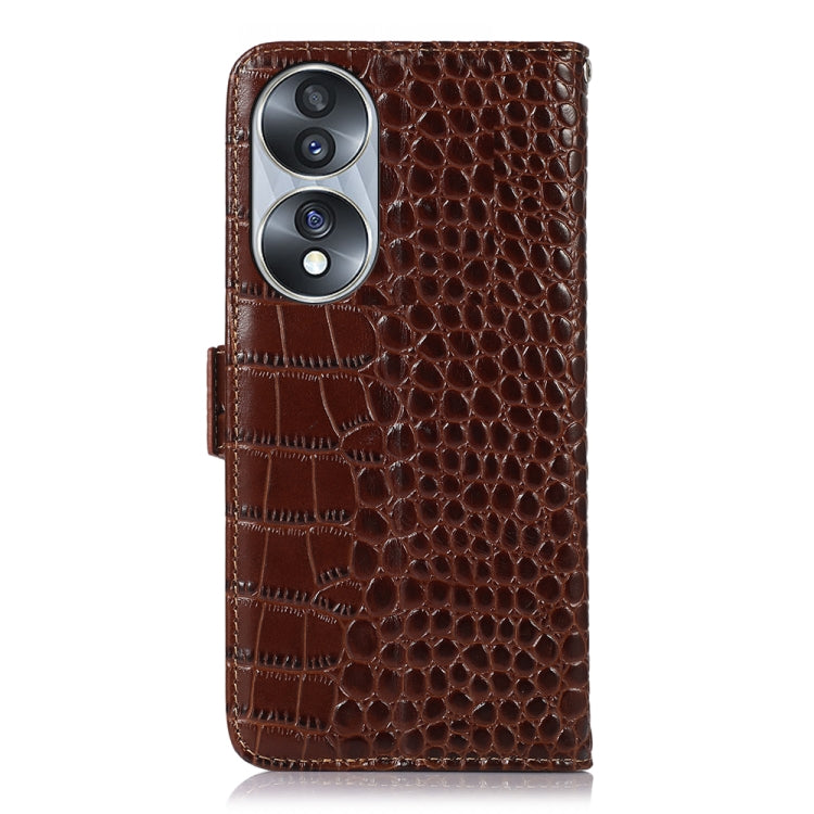 For Honor 70 Crocodile Top Layer Cowhide Leather Phone Case(Brown) - Honor Cases by PMC TechLife | Online Shopping South Africa | PMC TechLife | Buy Now Pay Later Mobicred