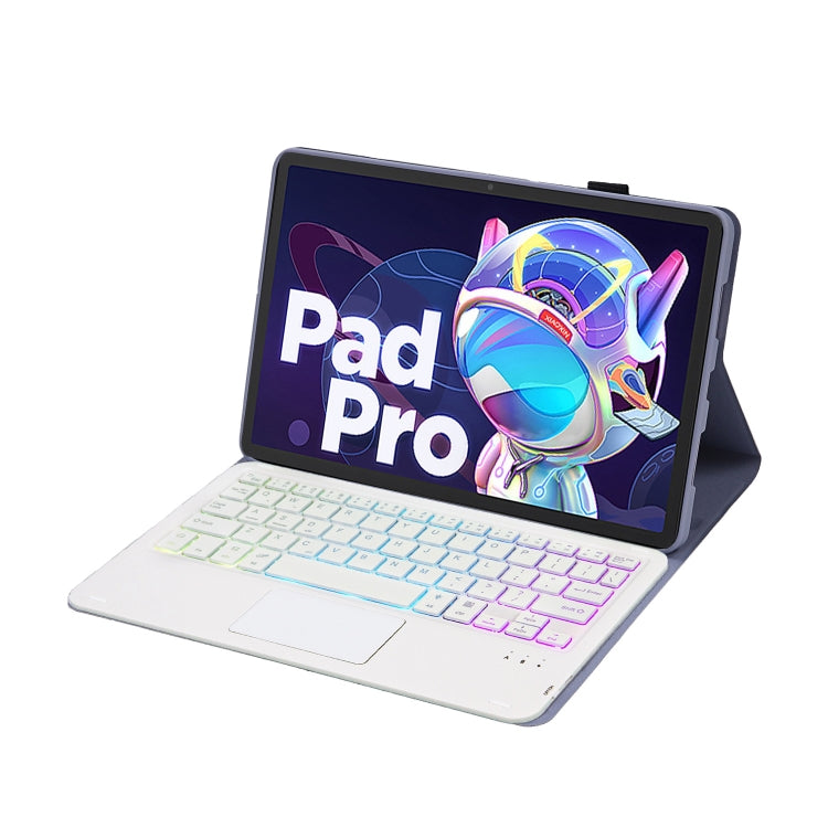 AM18-AS Tri-color Backlight Bluetooth Keyboard Leather Case with Touchpad For Lenovo XiaoXin Pad Pro 2022 11.2 inch(Blue) - Lenovo Keyboard by PMC TechLife | Online Shopping South Africa | PMC TechLife