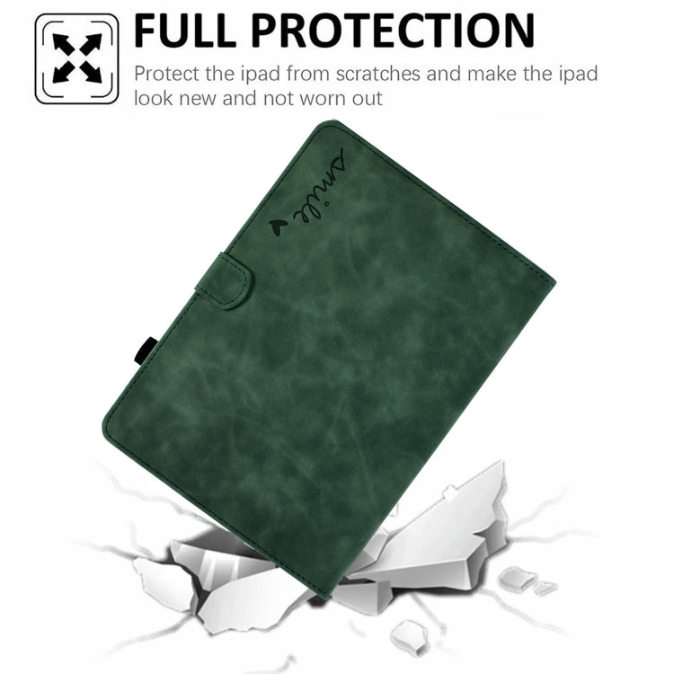 For Amazon Kindle Paperwhite 5 Embossed Smile Flip Tablet Leather Case(Green) - Amazon by PMC TechLife | Online Shopping South Africa | PMC TechLife | Buy Now Pay Later Mobicred