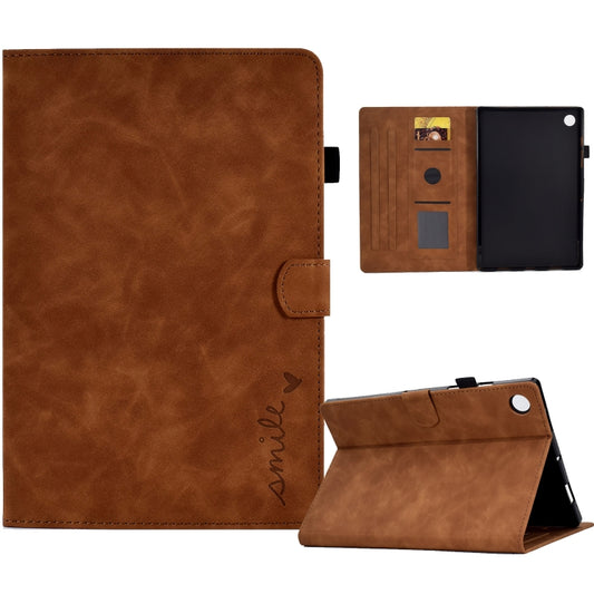 For Huawei MatePad T 10 / T 10s / Honor Pad 6 / X6 Embossed Smile Flip Tablet Leather Case(Brown) - Honor by PMC Jewellery | Online Shopping South Africa | PMC Jewellery | Buy Now Pay Later Mobicred