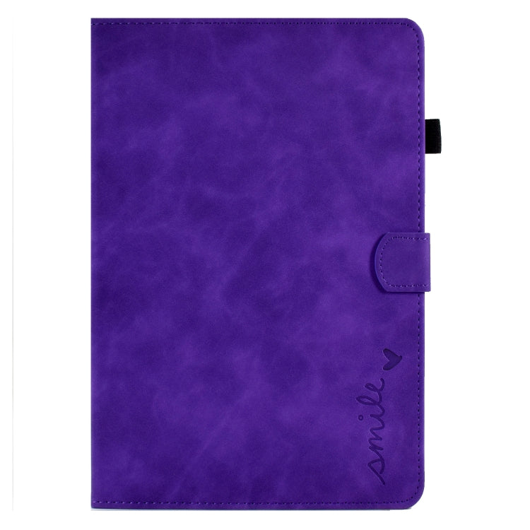 For Huawei MediaPad T5 Embossed Smile Flip Tablet Leather Case(Purple) - Huawei by PMC TechLife | Online Shopping South Africa | PMC TechLife | Buy Now Pay Later Mobicred