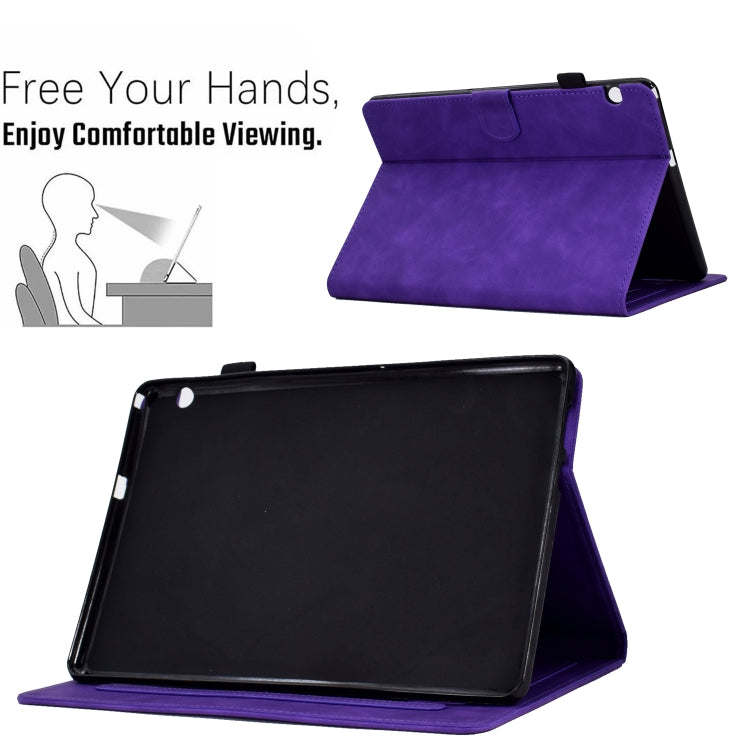 For Huawei MediaPad T5 Embossed Smile Flip Tablet Leather Case(Purple) - Huawei by PMC TechLife | Online Shopping South Africa | PMC TechLife | Buy Now Pay Later Mobicred
