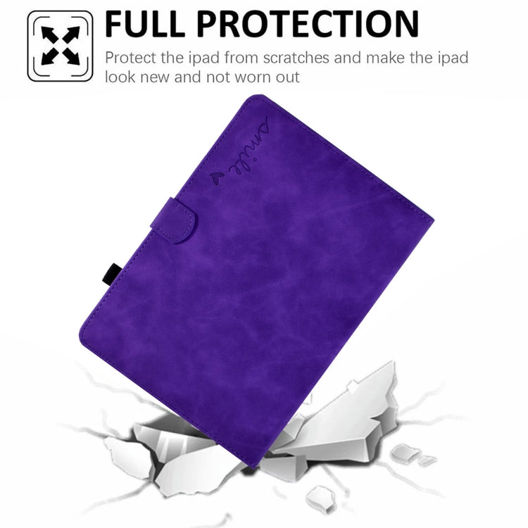 For Huawei MediaPad T5 Embossed Smile Flip Tablet Leather Case(Purple) - Huawei by PMC TechLife | Online Shopping South Africa | PMC TechLife | Buy Now Pay Later Mobicred