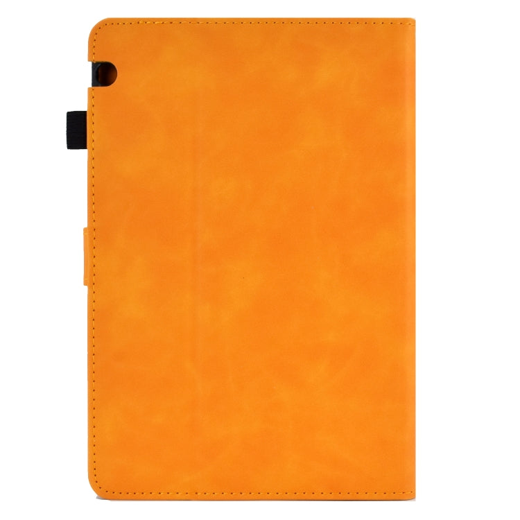 For Huawei MediaPad T5 Embossed Smile Flip Tablet Leather Case(Khaki) - Huawei by PMC TechLife | Online Shopping South Africa | PMC TechLife | Buy Now Pay Later Mobicred