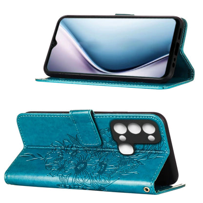 For Itel P38/S17/S1661W/Vision 3 Embossed Butterfly Flip Leather Phone Case(Blue) - More Brand by PMC Jewellery | Online Shopping South Africa | PMC Jewellery