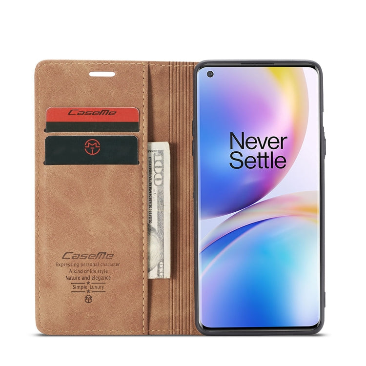 For OnePlus 8 Pro CaseMe Multifunctional Horizontal Flip Leather Case, with Card Slot & Holder & Wallet(Brown) - OnePlus Cases by CaseMe | Online Shopping South Africa | PMC Jewellery | Buy Now Pay Later Mobicred