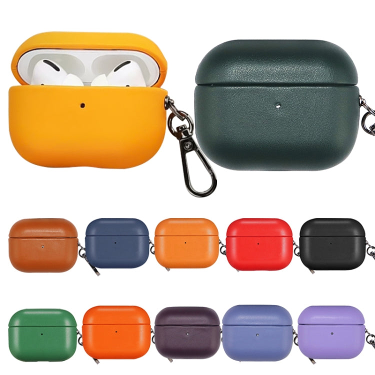 For Apple AirPods Pro 2 PU Leather Wireless Bluetooth Earphone Protective Case(Golden Brown) - For AirPods Pro 2 by PMC Jewellery | Online Shopping South Africa | PMC Jewellery | Buy Now Pay Later Mobicred