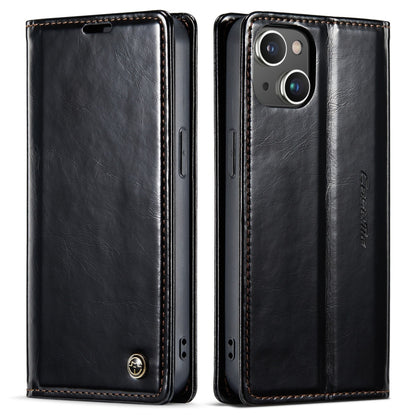 For iPhone 14 Plus CaseMe 003 Crazy Horse Texture Leather Phone Case(Black) - iPhone 14 Plus Cases by CaseMe | Online Shopping South Africa | PMC Jewellery | Buy Now Pay Later Mobicred