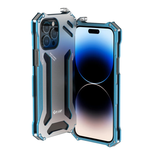 For iPhone 14 Pro R-JUST RJ17 Shockproof Armor Metal Phone Case(Blue) - iPhone 14 Pro Cases by R-JUST | Online Shopping South Africa | PMC Jewellery