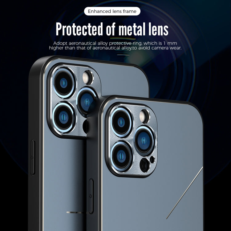 For iPhone 14 Pro R-JUST RJ52 3-Line Style Metal TPU Shockproof Phone Case(Blue) - iPhone 14 Pro Cases by R-JUST | Online Shopping South Africa | PMC Jewellery