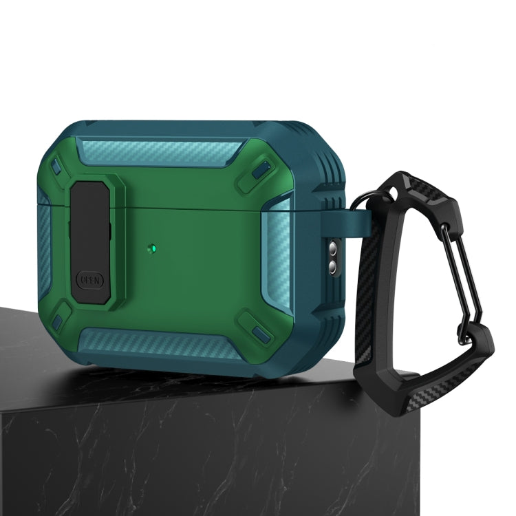 For AirPods Pro 2 Shield Shockproof Earphone Protective Case with Hook(Green) - For AirPods Pro 2 by PMC Jewellery | Online Shopping South Africa | PMC Jewellery | Buy Now Pay Later Mobicred