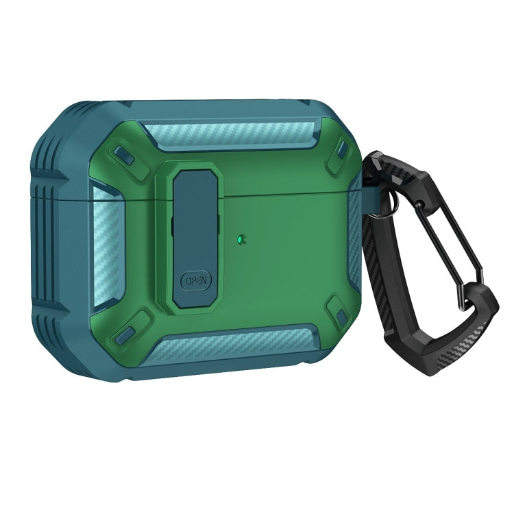 For AirPods Pro 2 Shield Shockproof Earphone Protective Case with Hook(Green) - For AirPods Pro 2 by PMC Jewellery | Online Shopping South Africa | PMC Jewellery | Buy Now Pay Later Mobicred