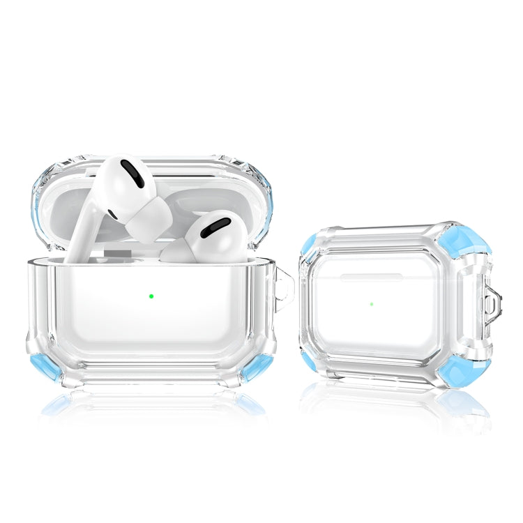 For AirPods Pro 2 Dual-color PC Shockproof Earphone Case with Hook(Sky Blue) - For AirPods Pro 2 by PMC Jewellery | Online Shopping South Africa | PMC Jewellery | Buy Now Pay Later Mobicred