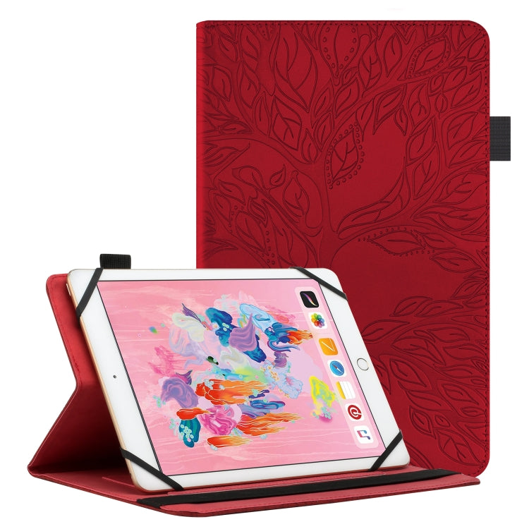 For 10 inch Life Tree Pattern Flip Universal Leather Tablet Case(Red) - 10 - 11 inch by PMC TechLife | Online Shopping South Africa | PMC TechLife | Buy Now Pay Later Mobicred