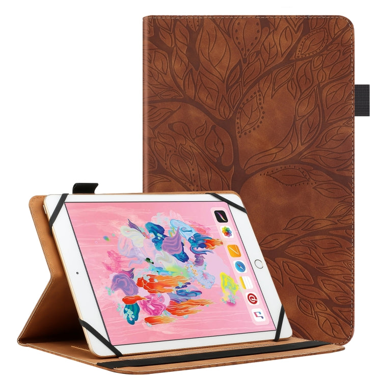 For 10 inch Life Tree Pattern Flip Universal Leather Tablet Case(Brown) - 10 - 11 inch by PMC TechLife | Online Shopping South Africa | PMC TechLife | Buy Now Pay Later Mobicred