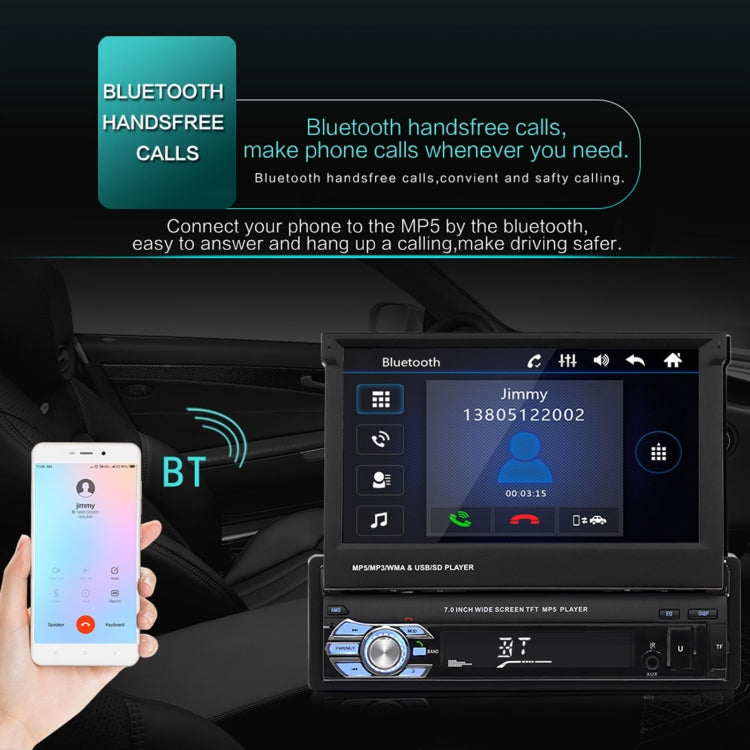 9601 7 inch Car Electric Retractable MP5 Player Supports Bluetooth Hand-free Calling Reverse - Car MP3 & MP4 & MP5 by PMC Jewellery | Online Shopping South Africa | PMC Jewellery | Buy Now Pay Later Mobicred