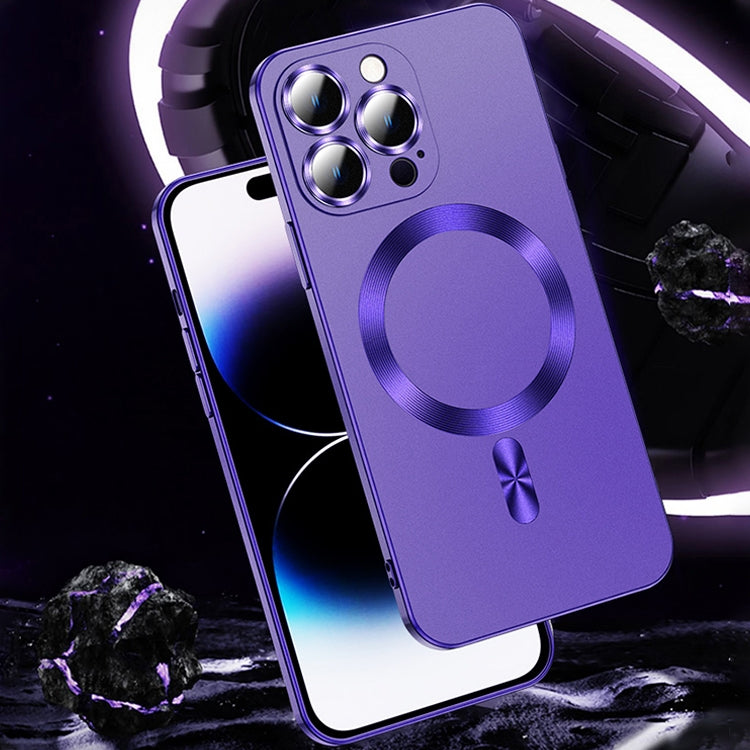 For iPhone 12 Liquid Lens Protector Magsafe Phone Case(Dark Purple) - iPhone 12 / 12 Pro Cases by PMC TechLife | Online Shopping South Africa | PMC TechLife