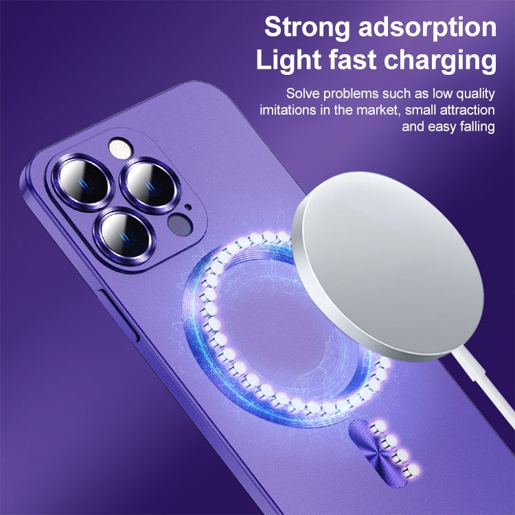For iPhone 12 Liquid Lens Protector Magsafe Phone Case(Dark Purple) - iPhone 12 / 12 Pro Cases by PMC TechLife | Online Shopping South Africa | PMC TechLife