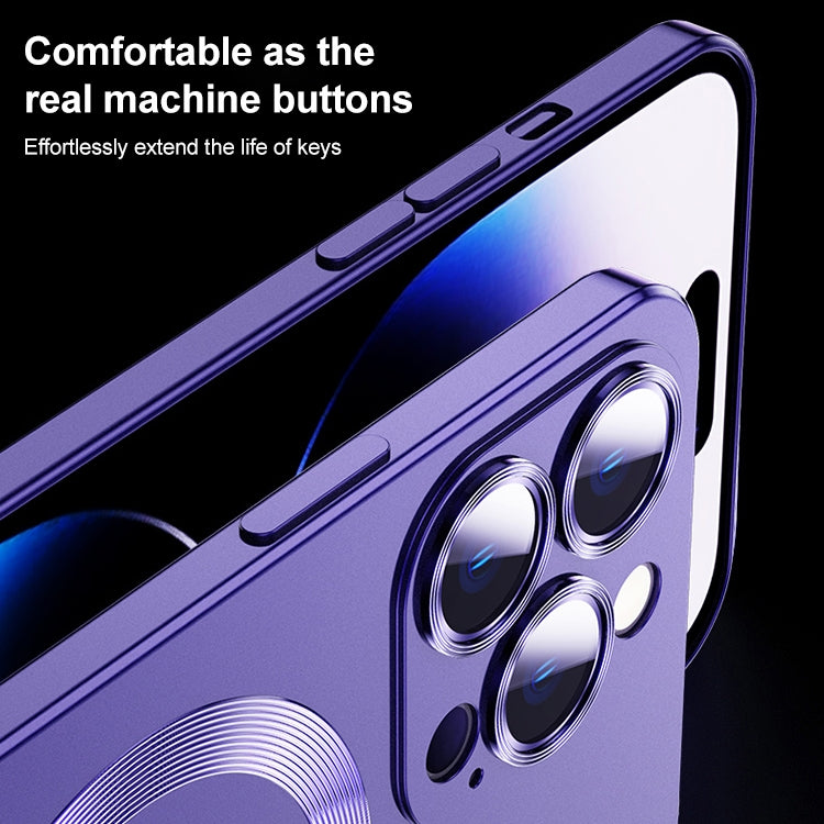 For iPhone 12 Liquid Lens Protector Magsafe Phone Case(Dark Purple) - iPhone 12 / 12 Pro Cases by PMC TechLife | Online Shopping South Africa | PMC TechLife