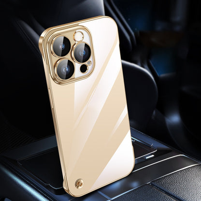 For iPhone 14 Pro Max Electroplating Frameless Clear PC Phone Case(Gold) - iPhone 14 Pro Max Cases by PMC Jewellery | Online Shopping South Africa | PMC Jewellery | Buy Now Pay Later Mobicred