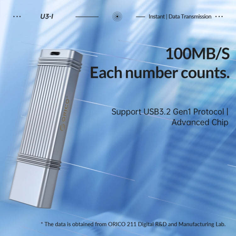 ORICO 32GB Type-C USB3.2 Gen1 USB Flash Drive, Read 260MB/s, Write 50MB/s (Silver) - USB Flash Drives by ORICO | Online Shopping South Africa | PMC Jewellery | Buy Now Pay Later Mobicred