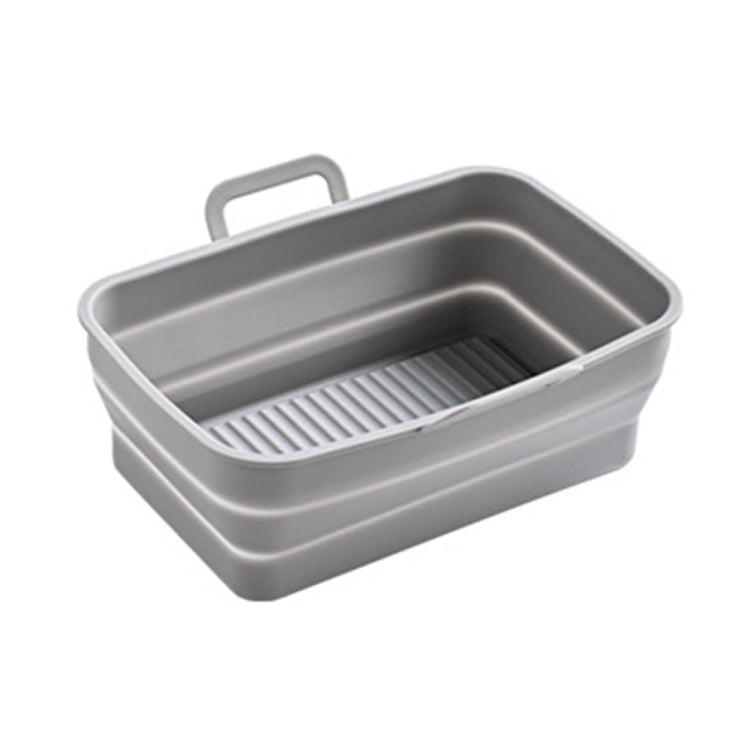 Rectangular Double Pull Basket Foldable Silicone Air Fryer Baking Pan(Grey) - Baking mat & Bakewares by PMC TechLife | Online Shopping South Africa | PMC TechLife