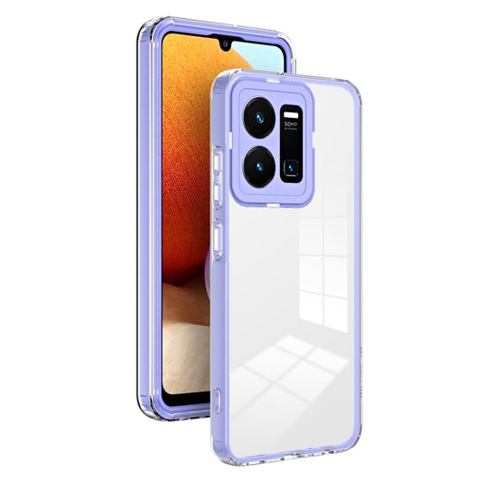 For vivo Y35 4G 2022 Global / Y22 4G 3 in 1 Clear TPU Color PC Frame Phone Case(Purple) - vivo Cases by PMC Jewellery | Online Shopping South Africa | PMC Jewellery | Buy Now Pay Later Mobicred