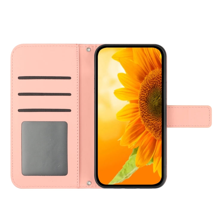 For Samsung Galaxy S21 FE 5G Skin Feel Sun Flower Pattern Flip Leather Phone Case with Lanyard(Pink) - Galaxy Phone Cases by PMC Jewellery | Online Shopping South Africa | PMC Jewellery