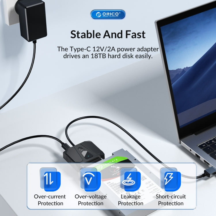 ORICO UTS1 USB 3.0 2.5-inch SATA HDD Adapter with 12V 2A Power Adapter, Cable Length:0.3m(US Plug) - USB to IDE / SATA by ORICO | Online Shopping South Africa | PMC Jewellery | Buy Now Pay Later Mobicred