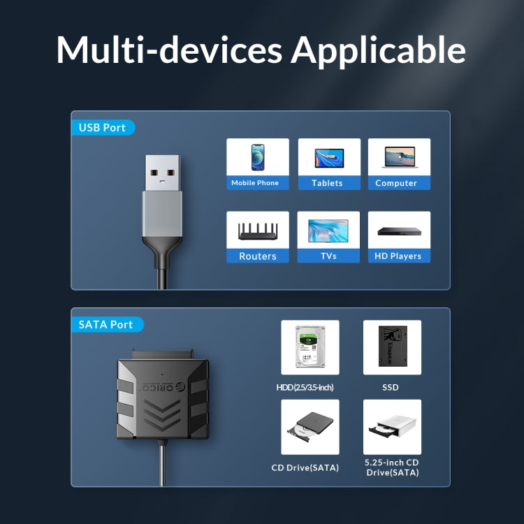 ORICO UTS1 USB 3.0 2.5-inch SATA HDD Adapter with 12V 2A Power Adapter, Cable Length:1m(UK Plug) - USB to IDE / SATA by ORICO | Online Shopping South Africa | PMC Jewellery | Buy Now Pay Later Mobicred