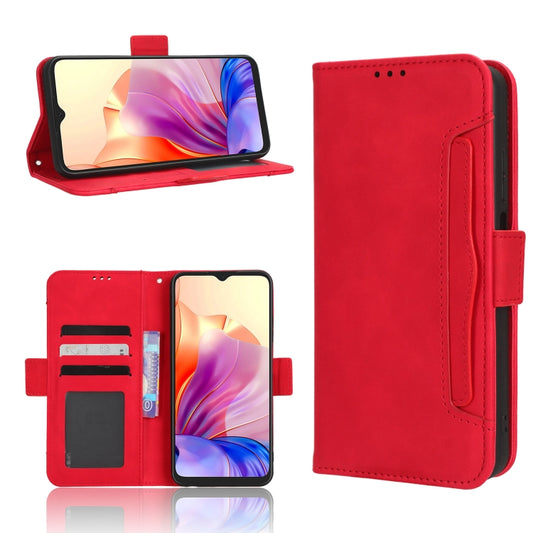 For Blackview OSCAL C80 Skin Feel Calf Texture Card Slots Leather Phone Case(Red) - More Brand by PMC Jewellery | Online Shopping South Africa | PMC Jewellery | Buy Now Pay Later Mobicred