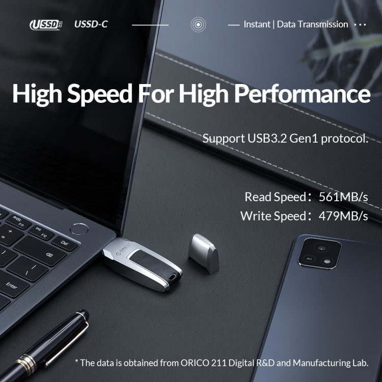 ORICO USB Solid State Flash Drive, Read: 520MB/s, Write: 450MB/s, Memory:256GB, Port:USB-A(Silver) - free shipping - PMC Jewellery - Order now!